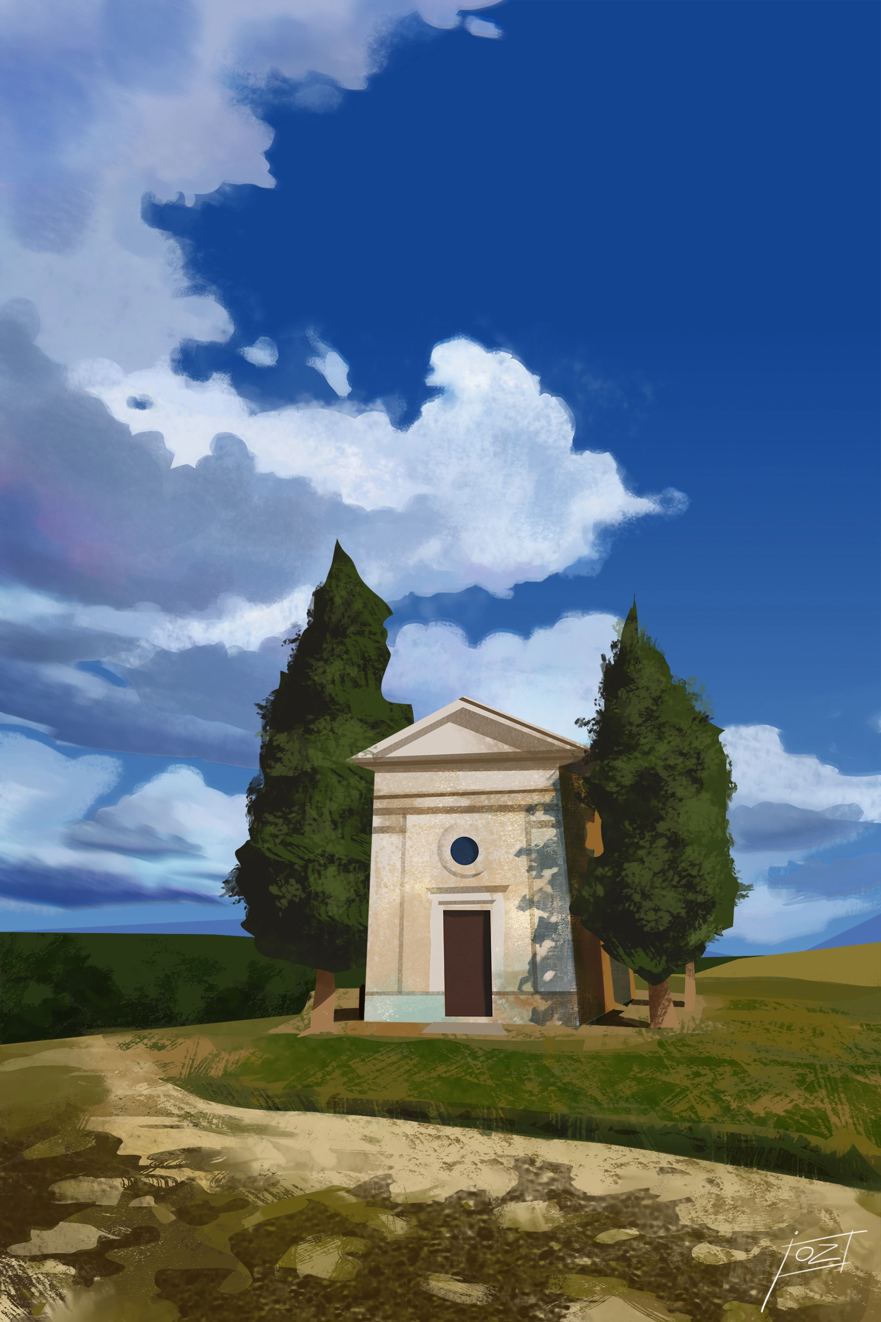 fields house digital painting