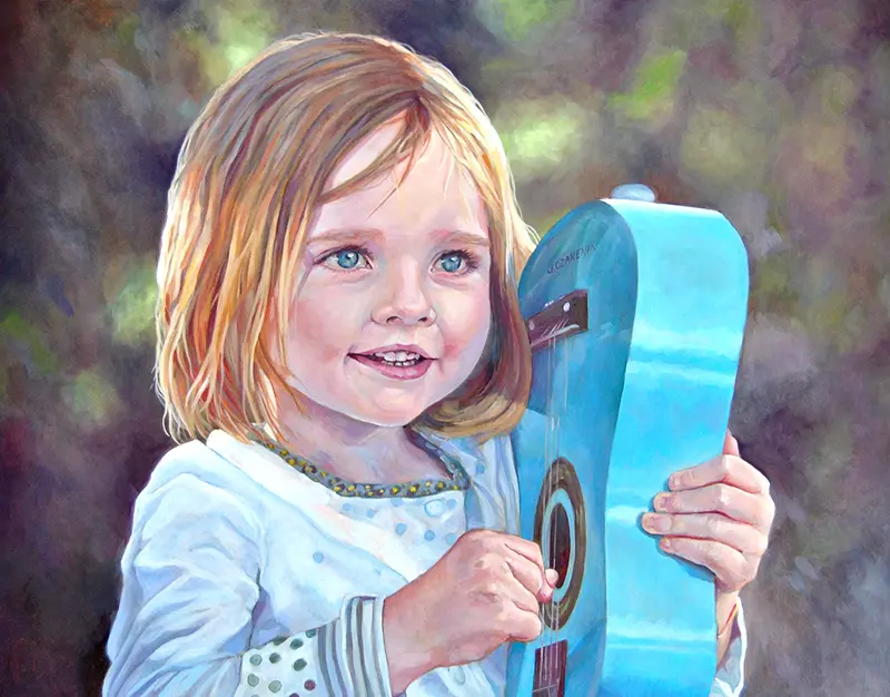 oil painting portrait of a little girl