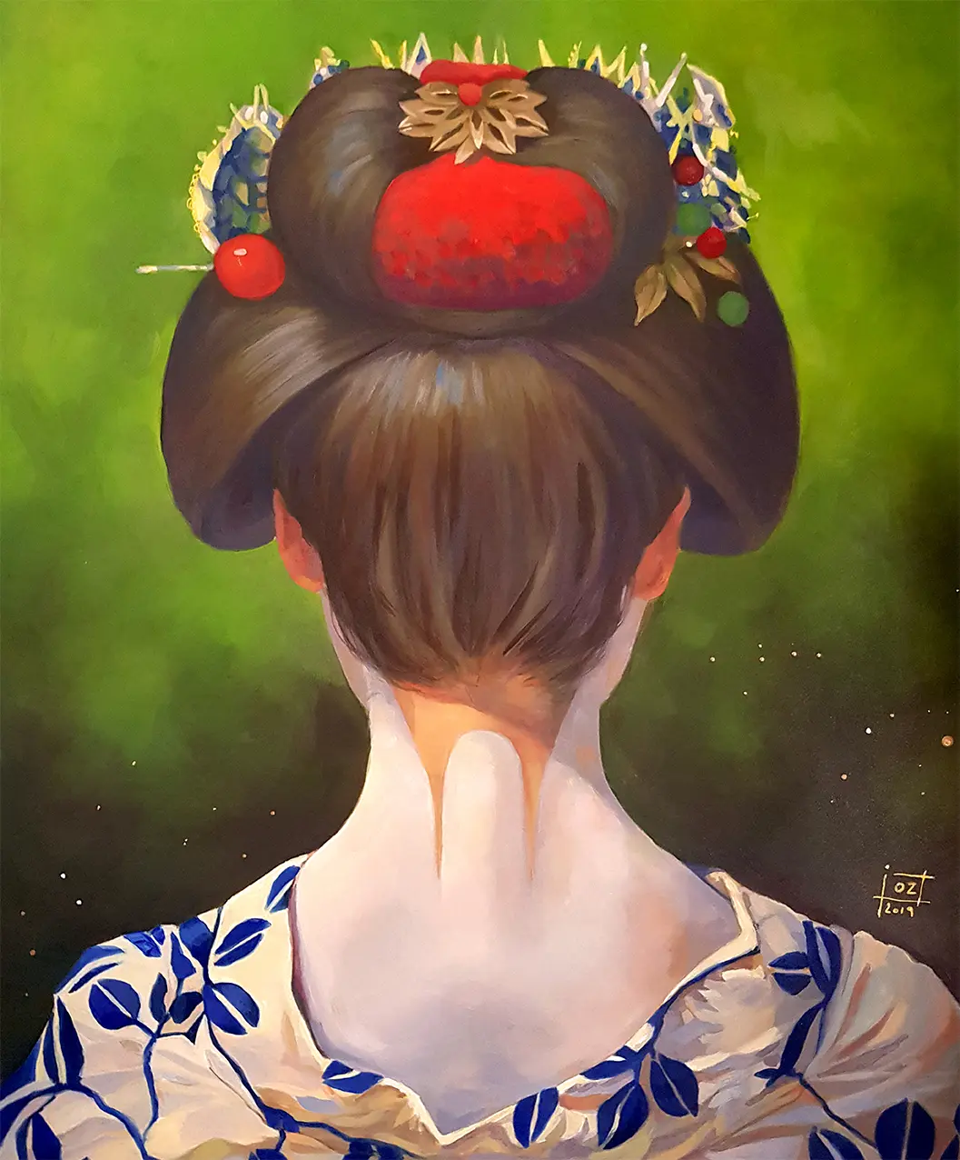 oil painting of a geisha