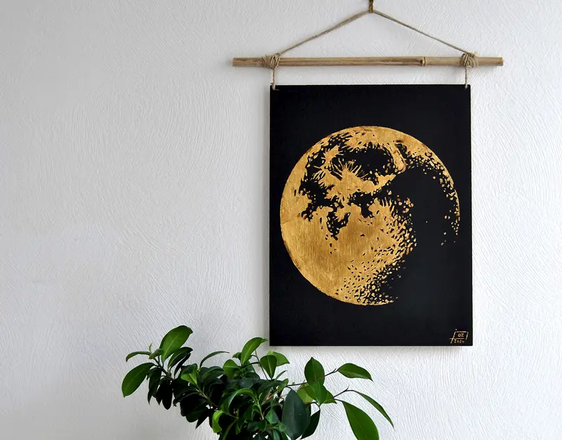 gold moon mobile art deco